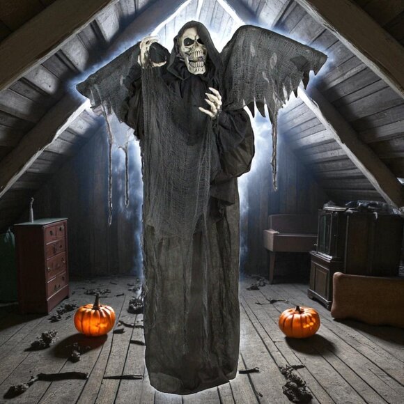 Life-Size 5.25 ft Animatronic Skeleton Reaper with Wings with Lights and Sound - Picture 1 of 5